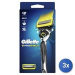 3x Gillette Rasoir Fusion Proshield Flexball