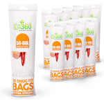 EcoBag - 100 Pack White Kitchen Drawstring Bin Liner - 50-60L - 28 Microns - Heavy Duty, Extra Strong, Brabantia Compatible, Eco-Friendly, Tear Resistant, Clear Recycling Bags (620 x 810mm)