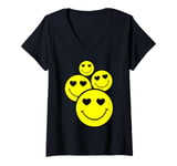 Womens Retro Psychedelic Smile Face 90s Fashion For Men Women Kids V-Neck T-Shirt