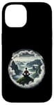 Coque pour iPhone 14 Homme faisant du yoga dans les nuages sur Mountain Top Guy méditation