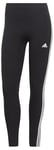 adidas Women's Essentials 3-Stripes High-Waisted Single Jersey Leggings, Black/White, L Short