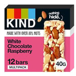 KIND Bars, White Chocolate Raspberry, Healthy Snack, Gluten Free Snack Bars, No Artificial Colours, Flavours or Preservatives, Multipack 12 x 40g