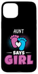 Coque pour iPhone 15 Plus Aunt Says Girl Tenue de révélation du sexe pour bébé