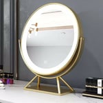 Meubler Design - Miroir De Maquillage 7x Grossissant Avec Éclairage Vita, Métal, Rond, Style , 13 x 40 x 50 cm - Or