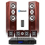5.0 Surround Sound Speakers Home Theatre Set with FM Bluetooth Amplifier, Wood