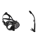 Cressi Nano Compact Low Volume Scuba-Freediving-Snorkeling Mask (Made in Italy), Black & Adult Dry Snorkel - Black