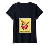 Womens Mexican Bingo Game La Mariposa V-Neck T-Shirt