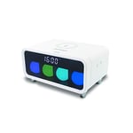 METRONIC 477029 Réveil avec Chargeur sans Fil par Induction, Effets Lumineux et Touches tactiles - Blanc