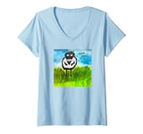 Womens Whimsy in the Field, Funny, eccentric, fanciful V-Neck T-Shirt