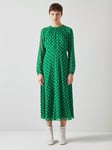 L.K.Bennett Addison Polka Dot Midi Dress, Green/Blue