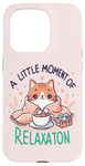 Coque pour iPhone 15 Pro idee cadeau citation drôle relaxation design chat kawaii