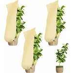 Voile Hivernage Plante, Lot de 3 Housse Hivernage Plante avec Cordon de Serrage et Zipper, 100 x 80 cm Housse de Protection pour Plantes Voile