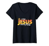 Womens I Speak the name of Jesus over my Family Jesus is King V-Neck T-Shirt