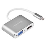 SilverStone SST-EP16C - Adaptateur USB Type-C vers VGA et HDMI, HDMI prend en charge 4Kx2K à 30Hz, support VGA 1920x1200 à 120Hz, affichage sur deux écrans