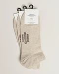 Amanda Christensen 3-Pack True Cotton Sneaker Socks Sand Melange