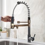 Black Rose Gold Kitchen Tap Pull Down Spray Spring Kitchen MixerTap Single Lever