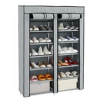 Youyijia 7-Tier Shoe Rack Shoe Storage Cabinet with Dust Cover for 28 Pairs Shoes, Shoe Rack Standing for Living Room Hallway Shoe Organiser with Dustproof Cover 128 x 89 x 27cm(Gray)