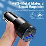 USB C Autolaturi Sovitin [Mini & Metalli] 3.1A 15W USB Laturi Pikalataus [PD QC 3.0] USBC Auto Puhelinlaturi