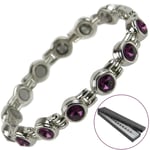 Ladies Magnetic Bracelet Faux Amethyst Crystals Magnets Health Therapy Free G...