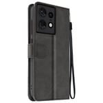 Avizar Folio case for Motorola Edge 50 Pro Wallet with hand strap, Black