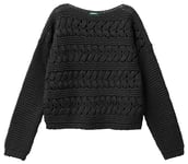 United Colors of Benetton Girls and Girl's Jersey Sc Boat M/L 1276c104f Sweater, Nero 700, 160 cm