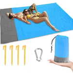 (Blue + Gray)Mechright Sand Beach Mat Waterproof Oversized Picnic Blanket BST