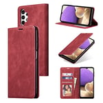 ZTOFERA Flip Wallet Case for Samsung Galaxy A13 4G/5G & A04s, Premium PU Leather Folio Book Case with Card Holder Magnetic Closure Stand View Soft TPU Inner Shell Protective Phone Cover, Wine Red