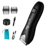 Body Hair Trimmer for Men, Electric Hair Clippers Ball Trimmer with Ceramic Blade, Waterproof Pubic Groin Hair Trimmer Grooming Kit with LCD Display & Recharge Dock