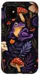 Coque pour iPhone 11 Violet Bohème Ethnique Grenouille et Champignon Vintage Motif