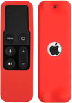 Coque En Silicone De Protection À Telecommande Fine Compatible Pour Apple Tv 4Ème Generation(Rouge)