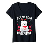 Womens Polar Bear Is My Valentine Hearts Polar Bear Valentines Day V-Neck T-Shirt