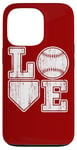 Coque pour iPhone 13 Pro Plaque vintage Love Baseball Mom Home pour amateurs de baseball