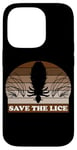 Coque pour iPhone 14 Pro Save The Lice, phrase sarcastique style rétro parasite humour