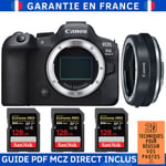 Canon EOS R6 Mark II + Canon EF-EOS R Premium + 3 SanDisk 128GB Extreme PRO UHS-II SDXC 300 MB/s + Guide PDF MCZ DIRECT '20 TECHNIQUES POUR RÉUSSIR VOS PHOTOS