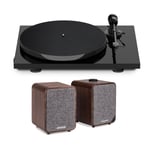 Pro-Ject E1PHONOB-MR1MK2W E1 Phono Turntable in Black with Ruark MR1 MK2 Speakers in Walnut Bundle