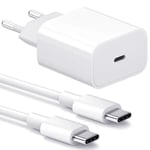 Snabbladdare 25W för Samsung USB-C Med 1M USB C-kabel Vit