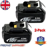 2x 18V 6.0Ah For Makita BL1860 Battery LXT Li-ion BL1830 BL1850 BL1840 Extended