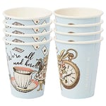 Talking Tables 8 tasses Alice au pays des merveilles | Vaisselle jetable recyclable pour les fournitures de thé du Chapelier fou anniversaire, thés de l'après-midi, fête des mères