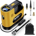 Ipflin Tyre Inflator Air Compressor-12V DC,Digital Car Tyre Pump 150 PSI, Preset Tyre Pressure & Auto Shutoff,Digital Air Pump for Car Tyres Bicycles Other Inflatables,Yellow