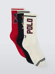 Ralph Lauren Preppy Sport Crew Socks, Navy/Red/Ivory