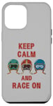 Coque pour iPhone 12 Pro Max Casque rétro vintage, Go Kart Car Racing, Keep Calm & Race On