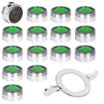 Vinabo 15pcs Mousseur Robinet, Acier Inoxydable Aérateur de robinet M24 avec filtre en ABS, Economiseur d'Eau Embout Brise Jet Robinet Cuisine et Salle de Bain Matériel+15 joints et 1 Clé Argent