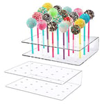 Irtyif Support Sucette,Support Gateau Bonbon,2 Pièces Présentoir en Acrylique Transparent à 20 Trous pour Sucettes Cake Pops,Cake Pop Stand pour Les Mariages Douches de Bébé Fêtes Anniversaires