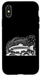 Coque pour iPhone X/XS Line Art Poisson Aquariste & Ichtyologiste Truite arc-en-ciel