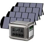 R2500 centrale électrique Générateur solaire 2016 Wh ,4 sorties ca de 2500 w, station d'alimentation portable avec 4 panneaux solaires 140 w pour