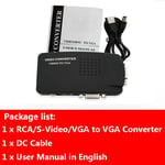 Convertisseur vidéo HD et Audio RCA/s-vidéo vers VGA,boîtier Composite TV vers PC,convertisseur grand écran pour DVD DVR VCR Moni - Type converter