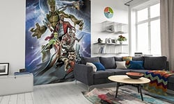'Komar 018 de dvd2 Marvel Papier Peint Photo non tissé de"Guardians of the Galaxy Crew taille 200 x 250 cm (Largeur x hauteur), 2 Chemins, avec colle, multicolore