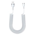 USB Lightning Spiralkabel 3A Snabbladdning 1,5m Vit vit