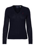 Cable-Knit Cotton V-Neck Sweater Tops Knitwear Jumpers Blue Polo Ralph Lauren