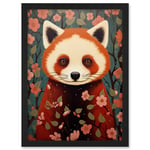 Artery8 Red Panda Cute Tree Blossom Kids Bedroom Artwork Framed A3 Wall Art Print